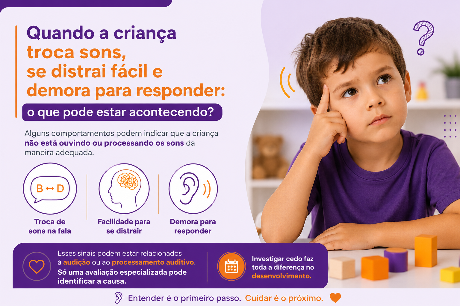 Quando a criança troca sons, se distrai fácil e demora para responder: o que pode estar acontecendo?